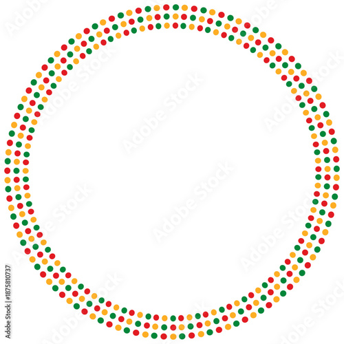 Juneteenth Freedom Day Circular Frame with red, green and yellow dots. Black History Month. African American heritage border for independence poster, emancipation event, and Juneteenth design. Vector