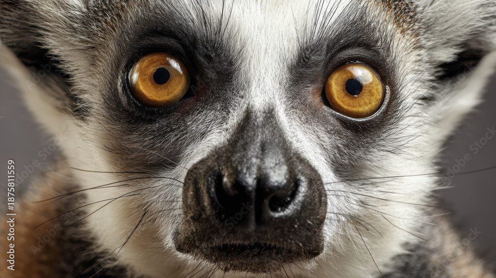 Fototapeta premium Close-up of a lemur with expressive golden eyes
