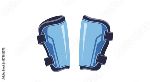 Pair of blue protective shin guards designed for sports like soccer or football to provide leg safety during athletic activities.