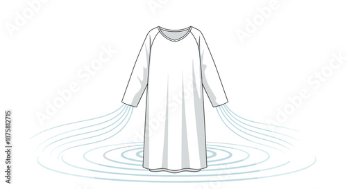 Simple white nightgown or hospital dress illustration with radiating energy lines flowing from the sleeve openings.