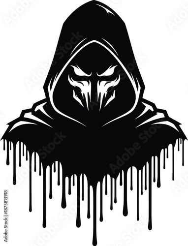Hooded figure with dripping substance Vector