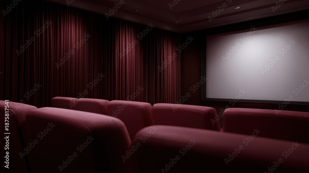 Fototapeta premium small movie theater interior with seats and screen