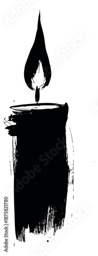 Brushstroke illustration of candle depicting a burning flame for atmospheric design