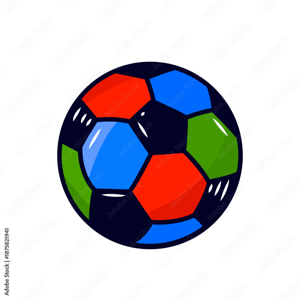 Obraz premium Flat icon of a soccer ball in a linear style. Vector emblem or logo isolated on a white background.