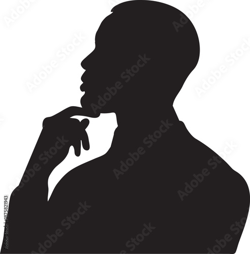 Businessman Thinking Deeply Silhouette Concept
