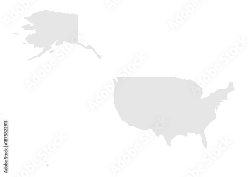 Gray silhouettes of alaska and the contiguous united states