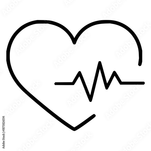 Minimalist line art icon representing a healthy heart and vital life signs, symbolizing medical care, wellness, and a strong heartbeat for a thriving life concept