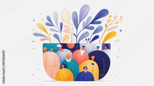 Diverse group of people coming together in harmony with nature