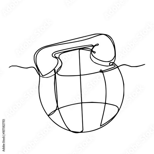 Concept of seamless vintage telephone receiver art, portraying connection and disconnection with a smooth, continuous line illustration for communication technology themes