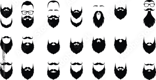Black and white of various beard and mustache styles beards mustaches facial hair