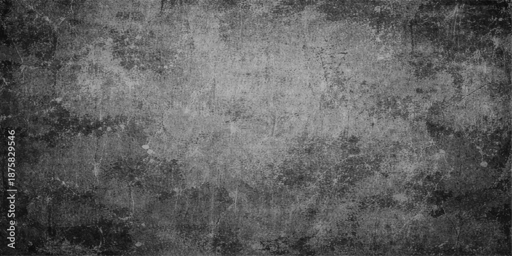 Obraz premium A dark aged vintage wallpaper featuring a rough black and white grunge texture with a dirty old paper pattern on a weathered gray stone concrete wall surface backdrop