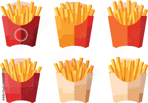 French fries in different colored containers food fast food snacks