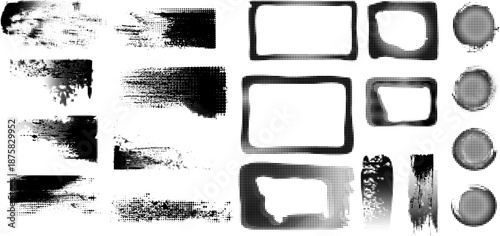 Thick rectangular callout stamps and chalk style text boxes.