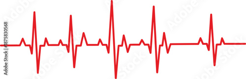Red E K G heart rhythm pattern on white background electrocardiogram heart rate heartbeat