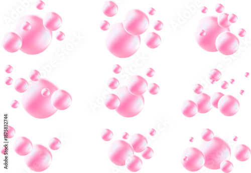Vector texture of  pink bubble gum and collagen bubbles for dreamy design.background.