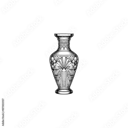 Roaring twenties art deco vase engraving.