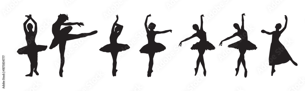 Fototapeta premium silhouette of a danching style woman with different dress.