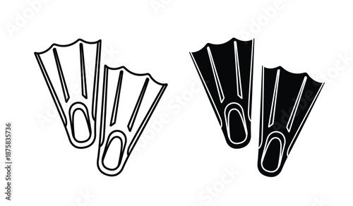 A pair of black and white flippers