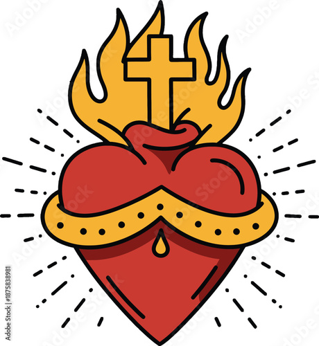 Sacred Heart of Jesus Catholic Symbol.