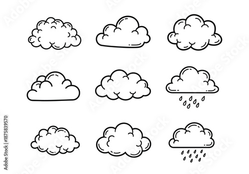 Set of Hand Drawn Cloud Illustrations.