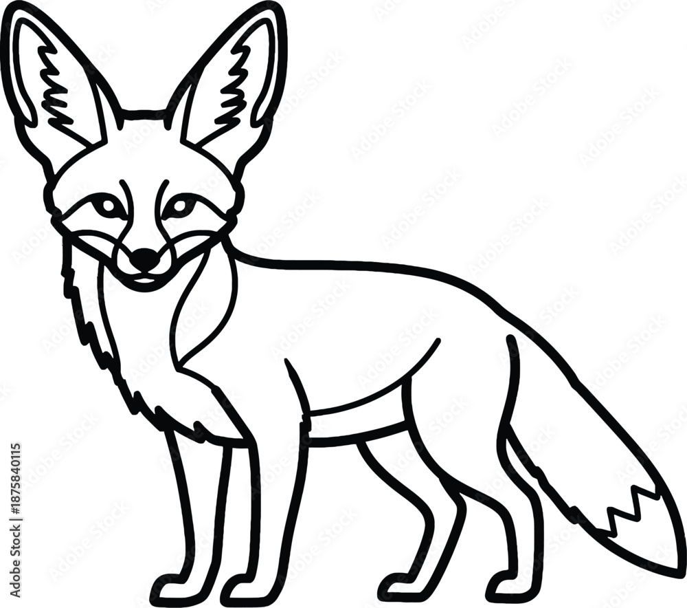 Fototapeta premium Simple Line Drawing of a Fox.