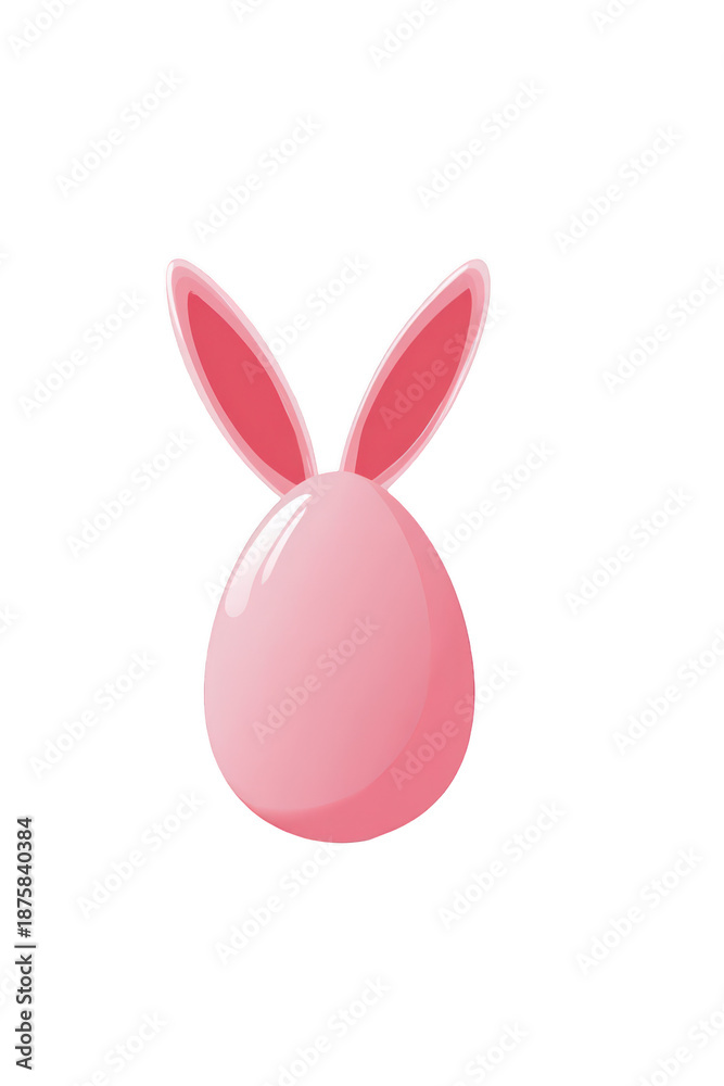 Fototapeta premium pink easter egg with bunny ears on a white background