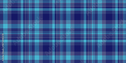 Custom texture plaid pattern, day tartan background seamless. Checkered fabric textile check vector in blue and cyan colors.