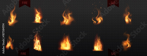 Realistic Fire Flames Vector Pack Burning Flames with Sparks Embers