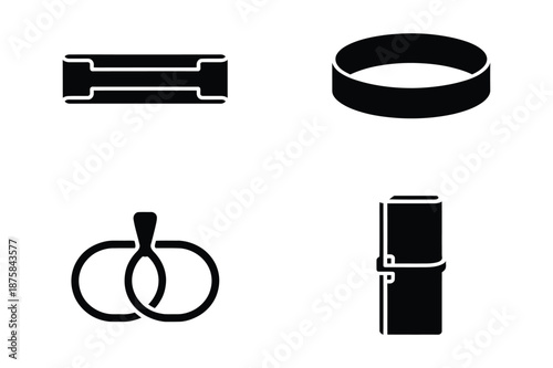 Sports Accessories and Personal Care Item Silhouette Icons Set
