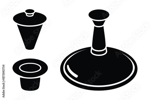Plumbing and household stoppers and plugs hardware icons
