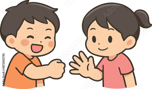 じゃんけんをしている2人のイラスト