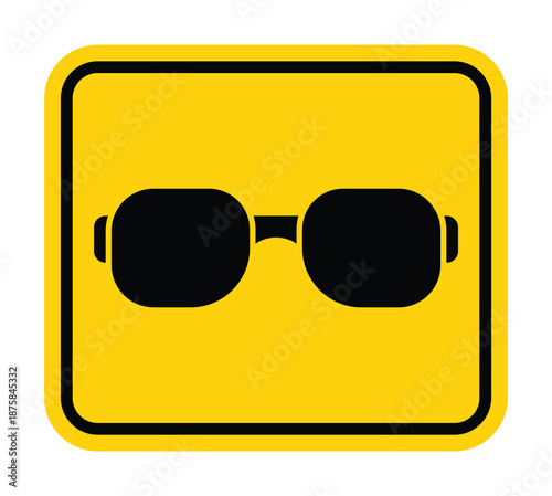 Black Sunglasses Icon on a Bright Yellow Background for Graphic Design