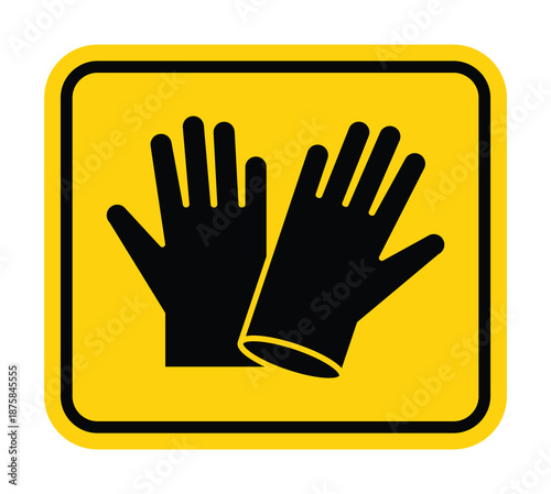 Warning Sign for Protective Gloves in Industrial and Safety Environments