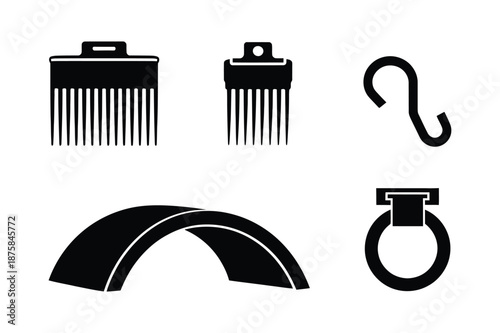 Hair styling tools and beauty salon accessories silhouettes