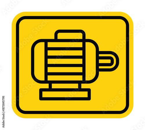 Iconic Illustration of Electric Motor Symbol on Bright Yellow Background