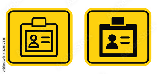 ID Badge Icons in Yellow Square Shapes for Security and Identification Use