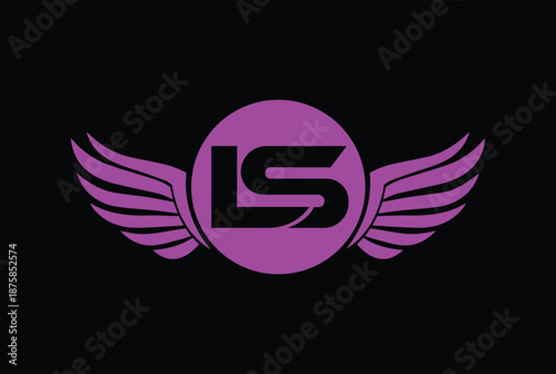 LS OR SL Logo vector with circle and wings - LS Sports logo vector.