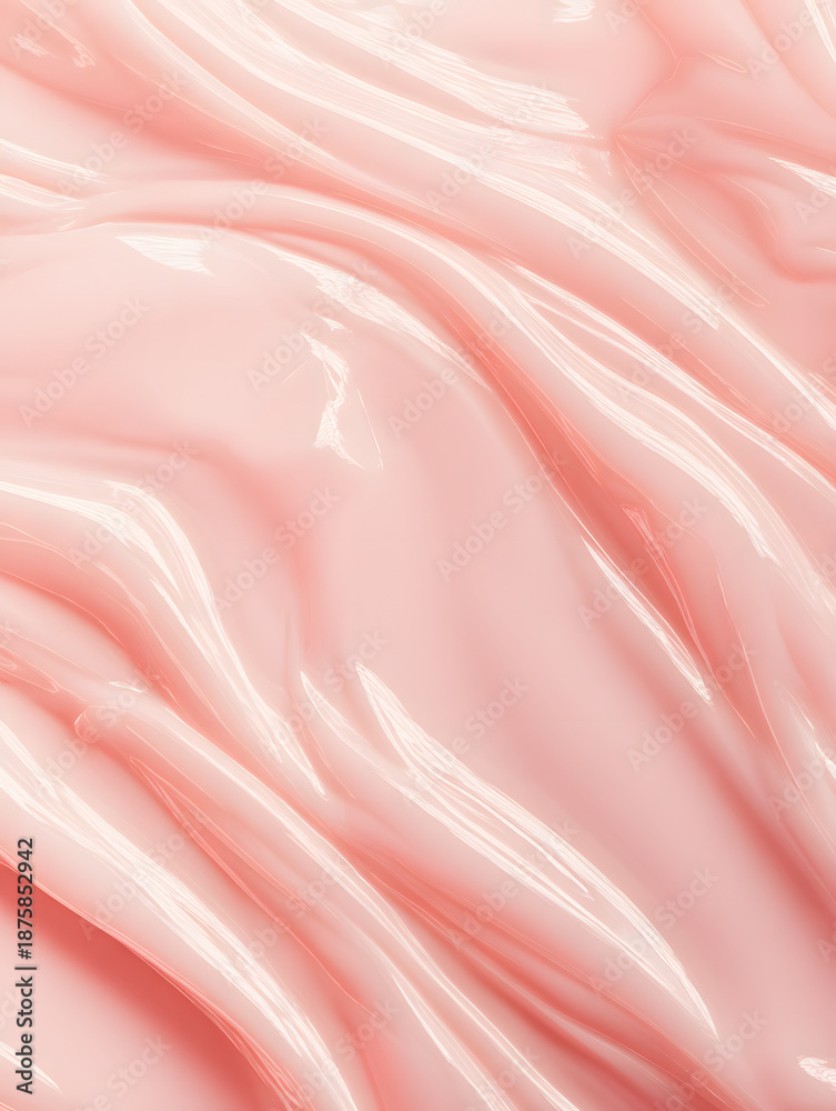 Fototapeta premium Abstract Blush Pink Glossy Liquid Texture with Smooth Flowing Waves and Soft Highlights