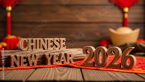 Chinese New Year 2026 Celebration with Traditional Decorations.