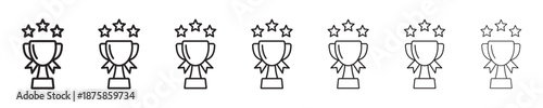 Trophy Cup Line Icons Set for Award, Achievement and Winner Design