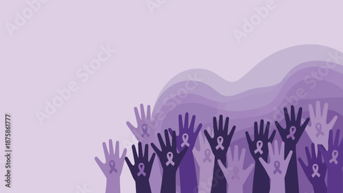 Raised hands with awareness ribbons Vector
