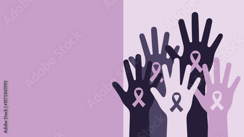 Hands raised in support of breast cancer awareness Vector