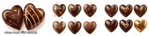 Valentine’s Day Chocolate Heart Pastry Vector Illustration – Glossy Chocolate-Covered Dessert with Gold Drizzle Accents