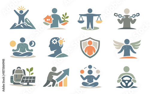 Cybersecurity and data protection icon set