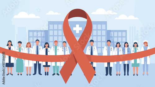 Healthcare professionals show support for awareness Vector