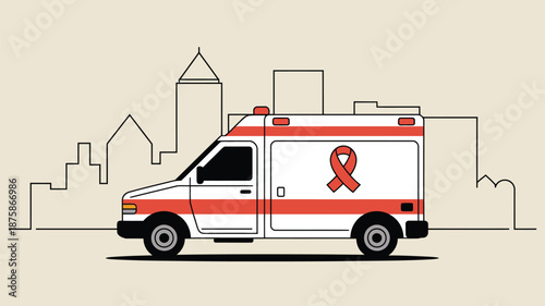 Emergency medical vehicle in urban setting Vector