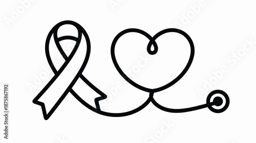 Awareness ribbon and heart Vector