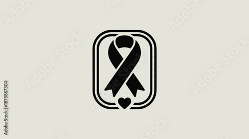Black ribbon with heart symbol Vector