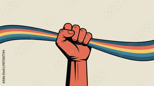 Hands holding rainbow flag Vector