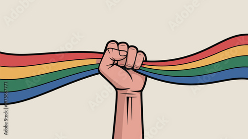 Fists clenched in rainbow pride Vector